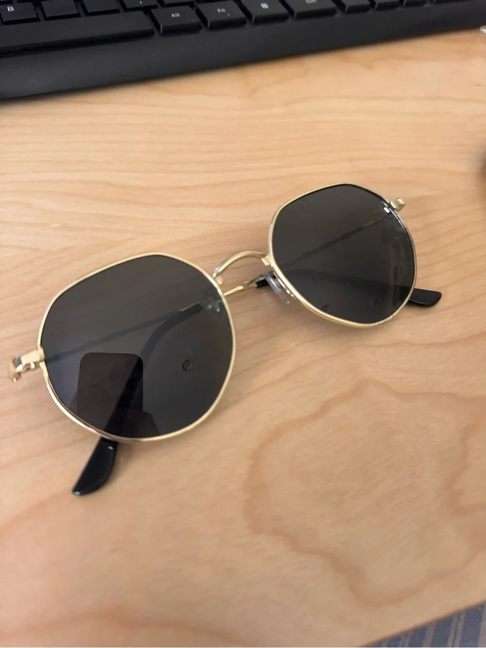 Gold Frame Dark Lens Round Sunglasses